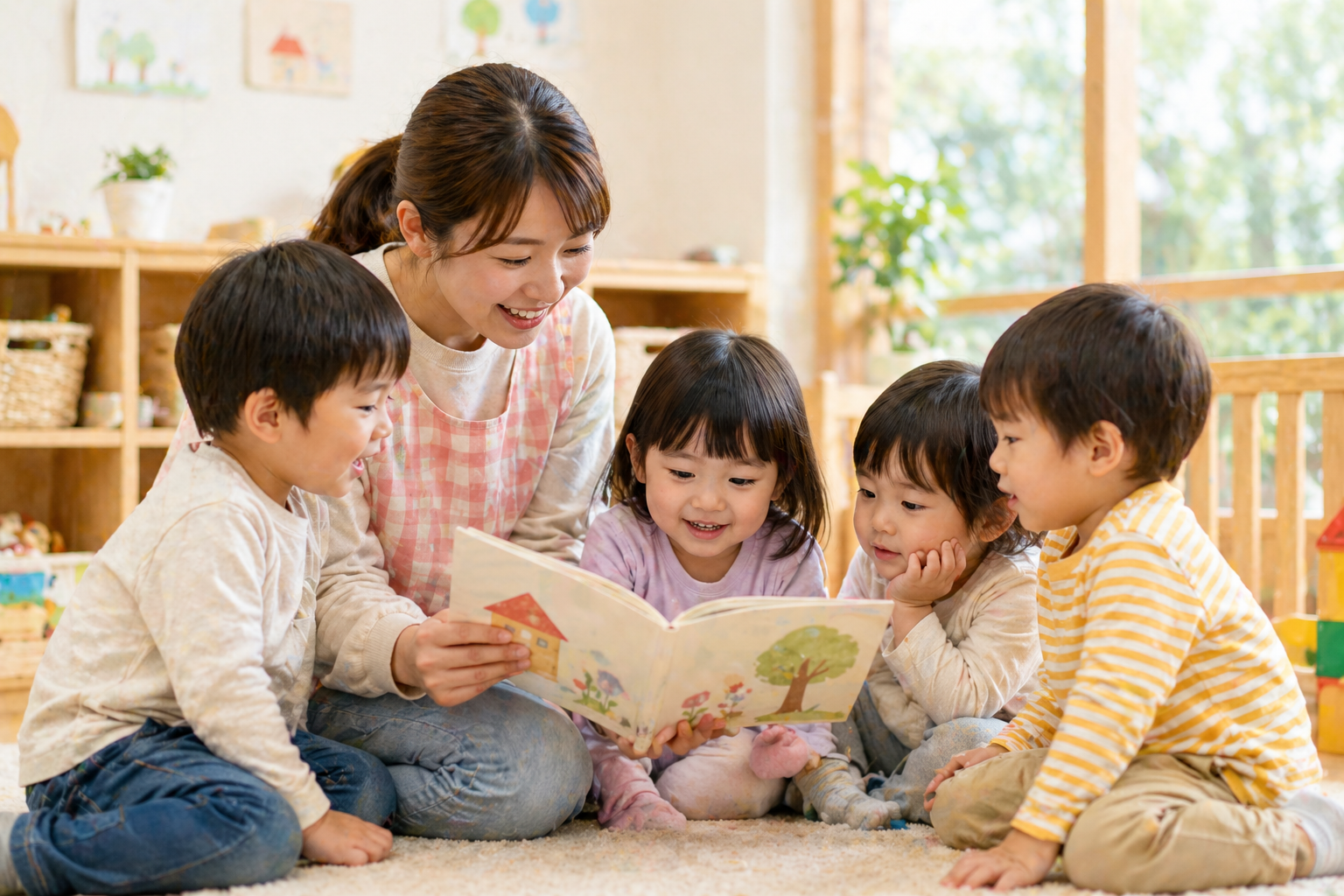 先生と子どもたちの様子